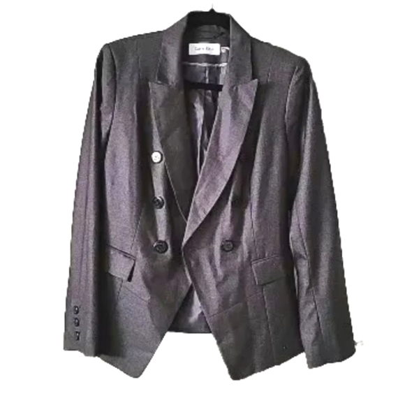 Calvin Klein Fitted Gray Double Breasted Suit Jacket Blazer Women's Size 6 - Picture 1 of 9